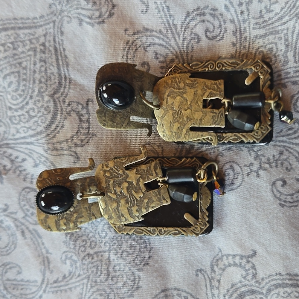 Elephant Design Earrings with Black Accents